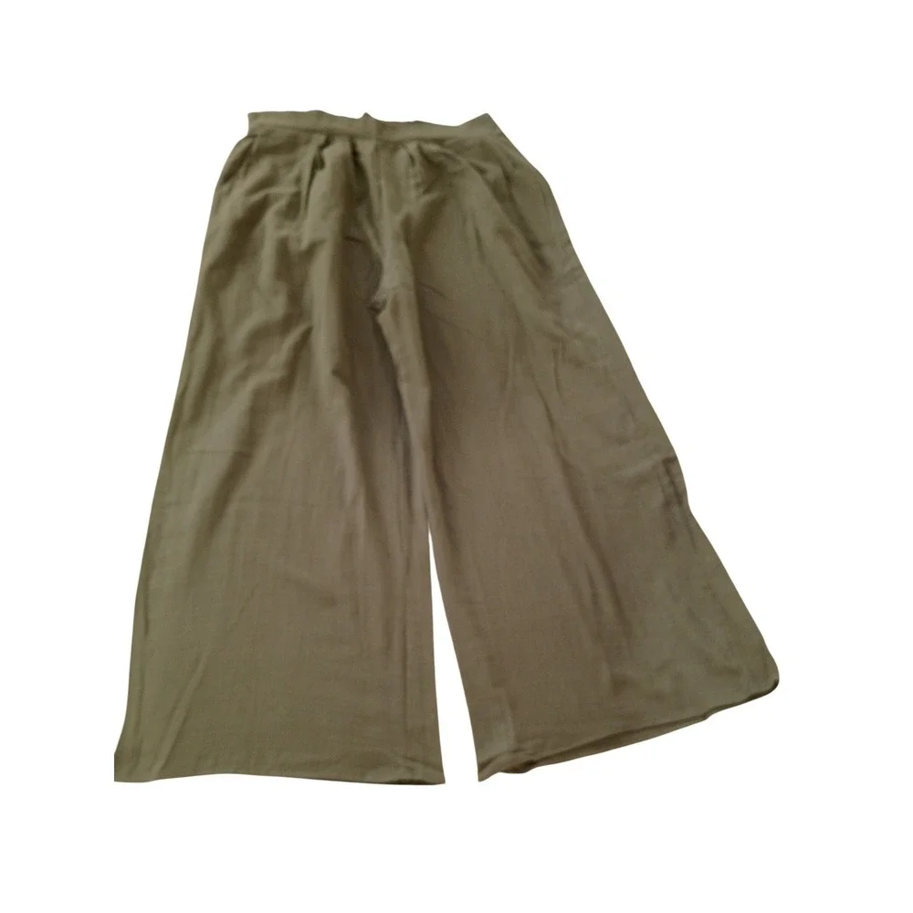 NOFLICK NWT Olive 100% Cotton‎ Wide Leg Smocked Waist Relaxed Flowy Pants M